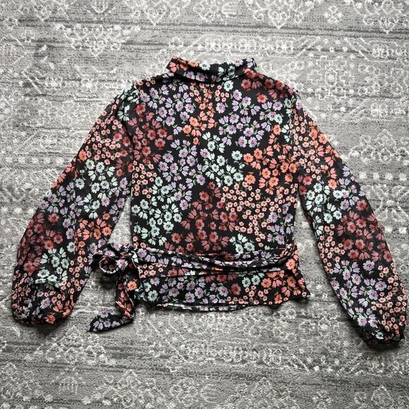 Lovers + Friends Mikayla Floral Wrap Top Blouse Long Sleeve Womens Size Small - Picture 11 of 11